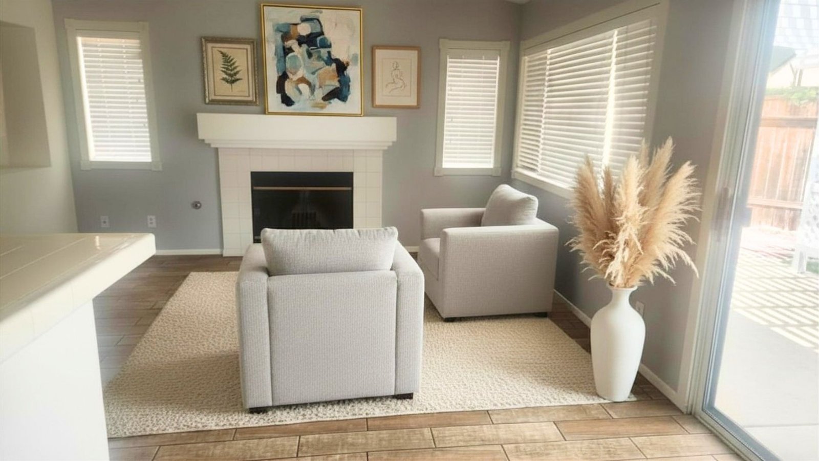 Bright family room space with modern layout in Victorville property by Crown Realty Services