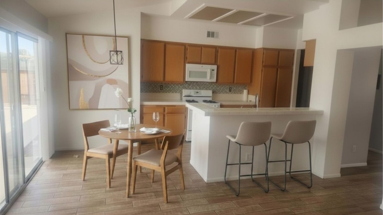 Modern kitchen space with great layout in Crown Realty Services property